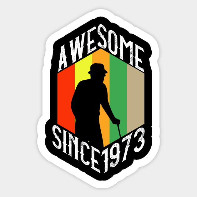 Awesome Since 1973 - Grandpa Is Funny And Young Buy Heart Sticker by mangobanana